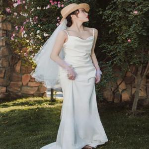 화이트 스트랩리스 롱 드레스 여행 사진 촬영 웨딩드레스 한국 스타일 미드 웨이스트 플로어 기장 민소매 웨딩 및 데이트용