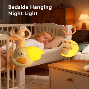 귀여운 야간 조명, 진정 음악 수면 악기, 유모차 펜던트, 침실 수면 조명, 아기 수유 눈 보호 어린이