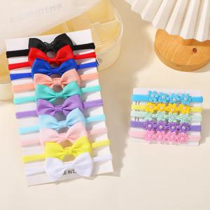 15개/세트 귀여운 부드러운 리본 머리띠 아기 여자아이용 탄성 꽃 리본 헤어밴드 유아 어린이 헤어 액세서리