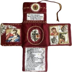 포켓 기도 이불: 영감을 주는 기도와 성경 구절이 들어간 십자가가 나타납니다.