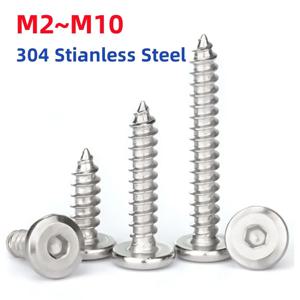 M2~M10 304 스테인리스 스틸 육각 소켓 플랫 헤드 초박형 평평한 웨이퍼 헤드 셀프 태핑 목재 나사