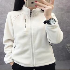 두꺼운 양털 재킷 여성 캐주얼 스포티 아우터 가을 겨울 스탠드 칼라 오픈 가디건 따뜻한 스웨트셔츠