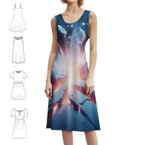 얼음에 깨어진 현실적인 흉터 디지털 프린트 7 여성용 섹시한 휴가 드레스 비치 파티 생일 미니 드레스 얼음에 깨어진 흉터