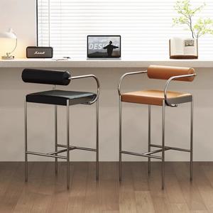 편안한 빈티지 바 의자 북유럽 럭셔리 모던 주방 바 의자 테이블 거실 바 의자 벨루어 발코니 가구