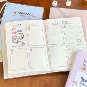 2026 타누키 고양이 귀여운 노트북 아젠다 2026 캘린더 컬러링 페이지 스케줄 북 만화 노트북 플래너 학생 노트패드