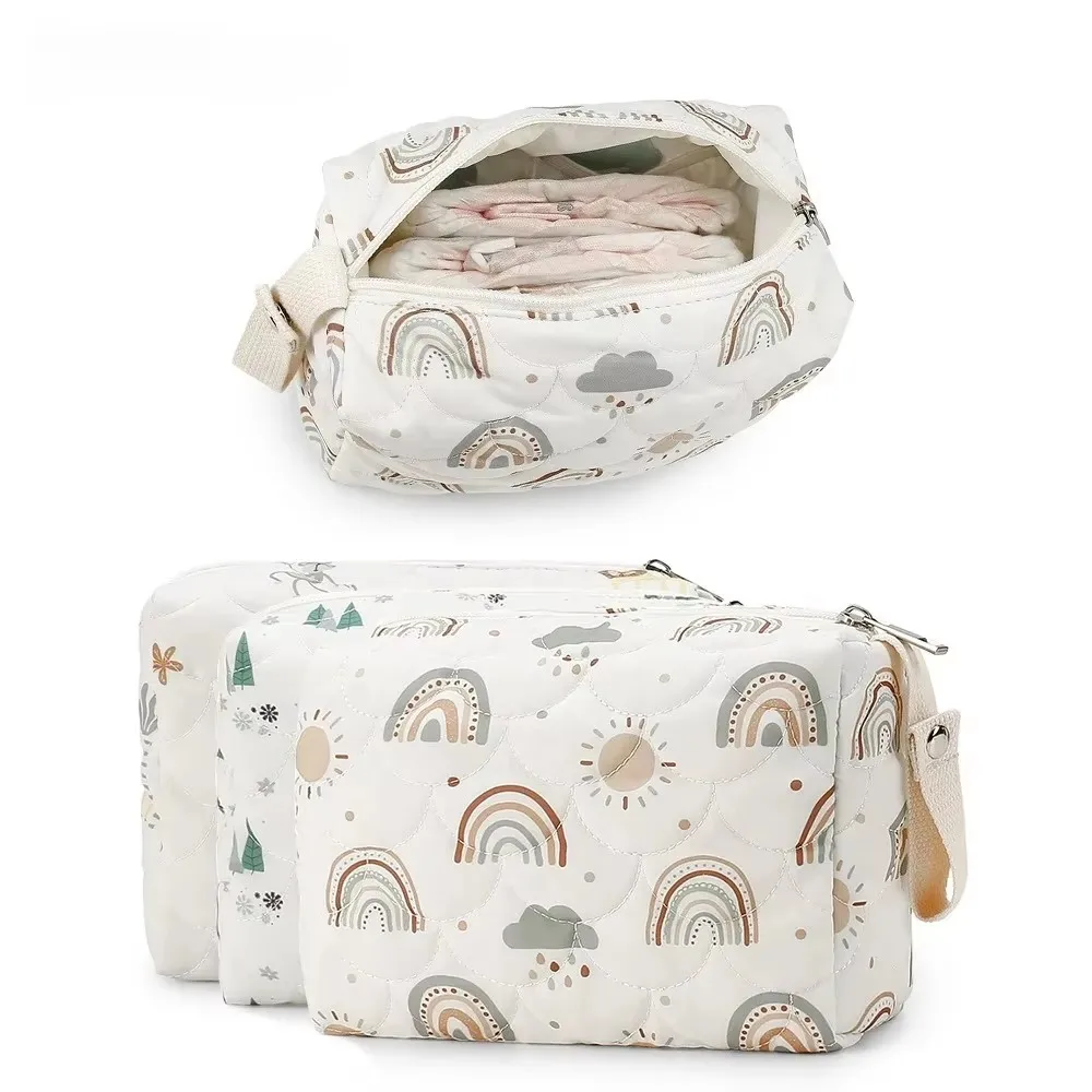 레인보우 프린트 아기 기저귀 가방 기저귀 정리함 재사용 가능한 젖은/건조 기저귀 보관 유모차 걸이 가방 여행용 엄마 파우치