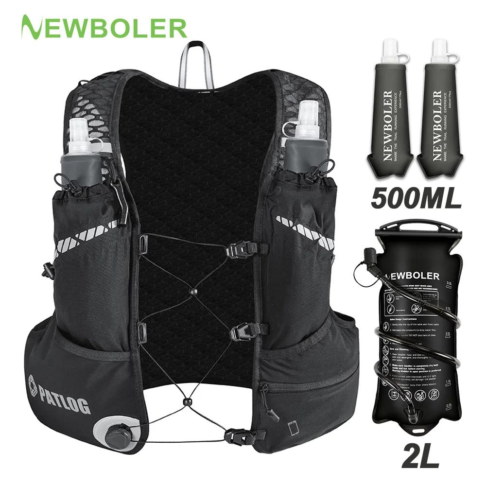 NEWBOLER 8L 아웃도어 트레일 러닝 백팩 초경량 여성 남성 러닝 레이스 하이드레이션 베스트 마라톤 자전거 가방 (마라톤 하이킹용)