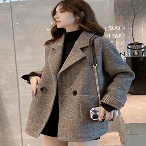 가을 겨울 영국 스타일 루즈핏 모직 코트 캐주얼 다용도 중간 길이 수트 소재 포켓 남성용