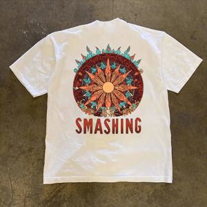 순면 3A260g 이중사 루즈핏 반팔 티셔츠 남녀공용 레트로 아메리칸 스타일 캐주얼 여름옷