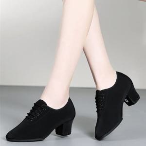 여자 라틴 살사 춤 성인 2 포인트 밑창 교사 소프트 옥스포드 천 볼룸 5cm 쿠바 힐 여성 댄스 신발