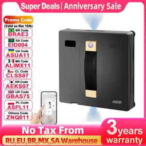 (프로모션 코드: KR1008)로봇 창 클리너 ABIR WD8, 듀얼 워터 스프레이, 스마트 메모리, 고 진공 청소기 흡입, 레이저 센서, 홈 벽 유리 청소 로봇, 앱 제어