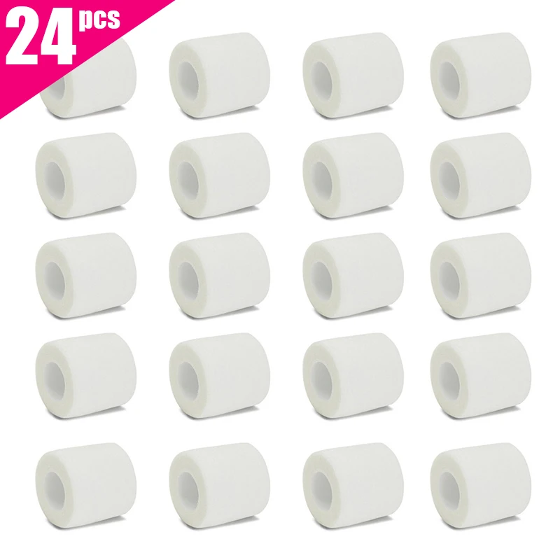 6pcs/12pcs/24pcs 5cm*4.5m 흰색 거즈 스포츠 붕대 손가락, 손목 및 손목 고정을 위한 자체 접착 통기성 탄력 붕대