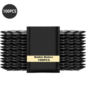 100 Pcs 봉투 배송 패키지 검정색 포장 용품 버블 메일러 포장 가방 봉투 보내기 패키지 소규모 비즈니스