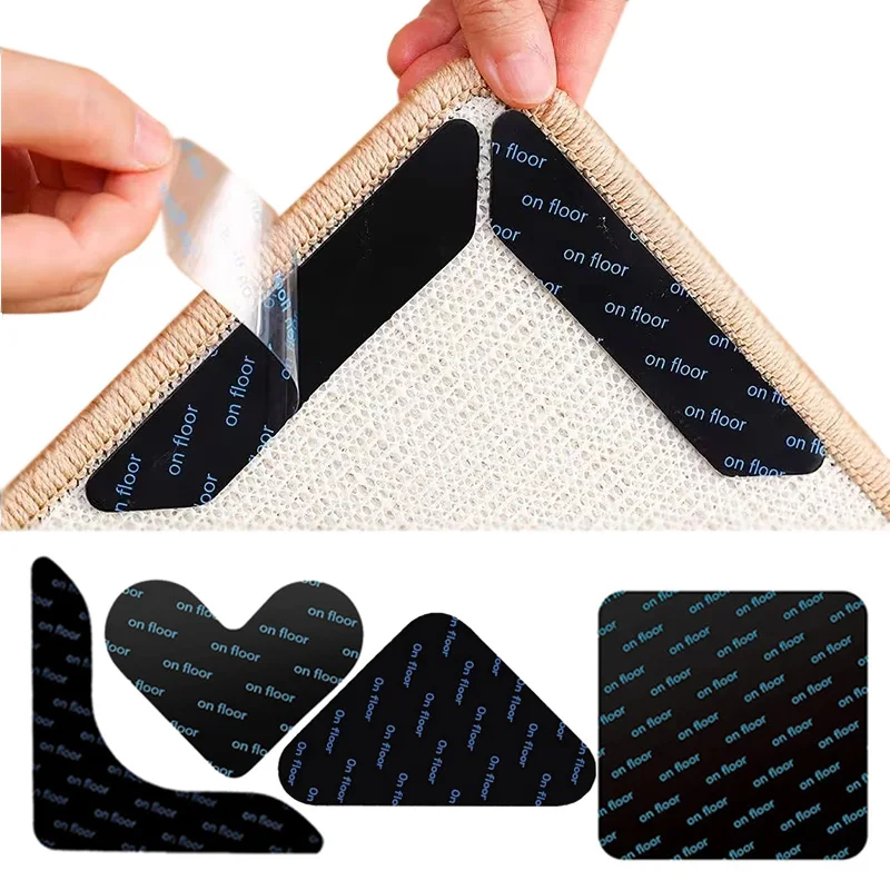 카펫 미끄럼 방지 스티커 재사용 가능한 빨 수있는 안티 컬링 카펫 패치 고정 스티커 바닥 깔개 매트 테이프 그리퍼 코너 패드 패치