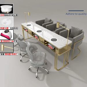 새로운 스마트 진공 청소기 매니큐어 테이블과 의자 세트 싱글 더블 트리플 다기능 매니큐어 테이블 대리석 데스크탑 TYMT