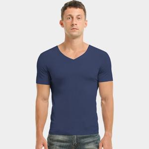 5PCS여름 아이스 실크 심리스 남성용 반팔 솔리드 컬러 티셔츠, 브이넥, 반팔 탑, 얇은 베이스 레이어, 슬림 속옷