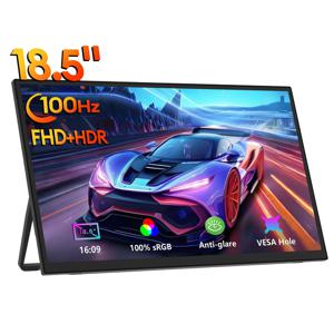 ZEUSLAP 18.5인치 1920*1080P 100Hz HDMI 타입 C 휴대용 게이밍 모니터 (휴대폰, NS, PS5, XBOX, PC, 노트북 확장 화면 지원)