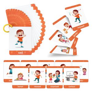 15pcs 다양한 유형의 행동 및 감정 카드, ​ ​ 홈스쿨링 및 교육자에게 이상적인 어린이 어휘 인식 카드