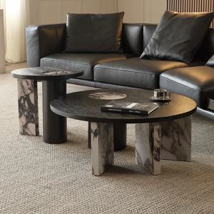 2025 럭셔리 라운드 커피 테이블 - 이탈리아 모던 대리석 상판 미니멀리스트 사이드 테이블 (현대적인 거실용)