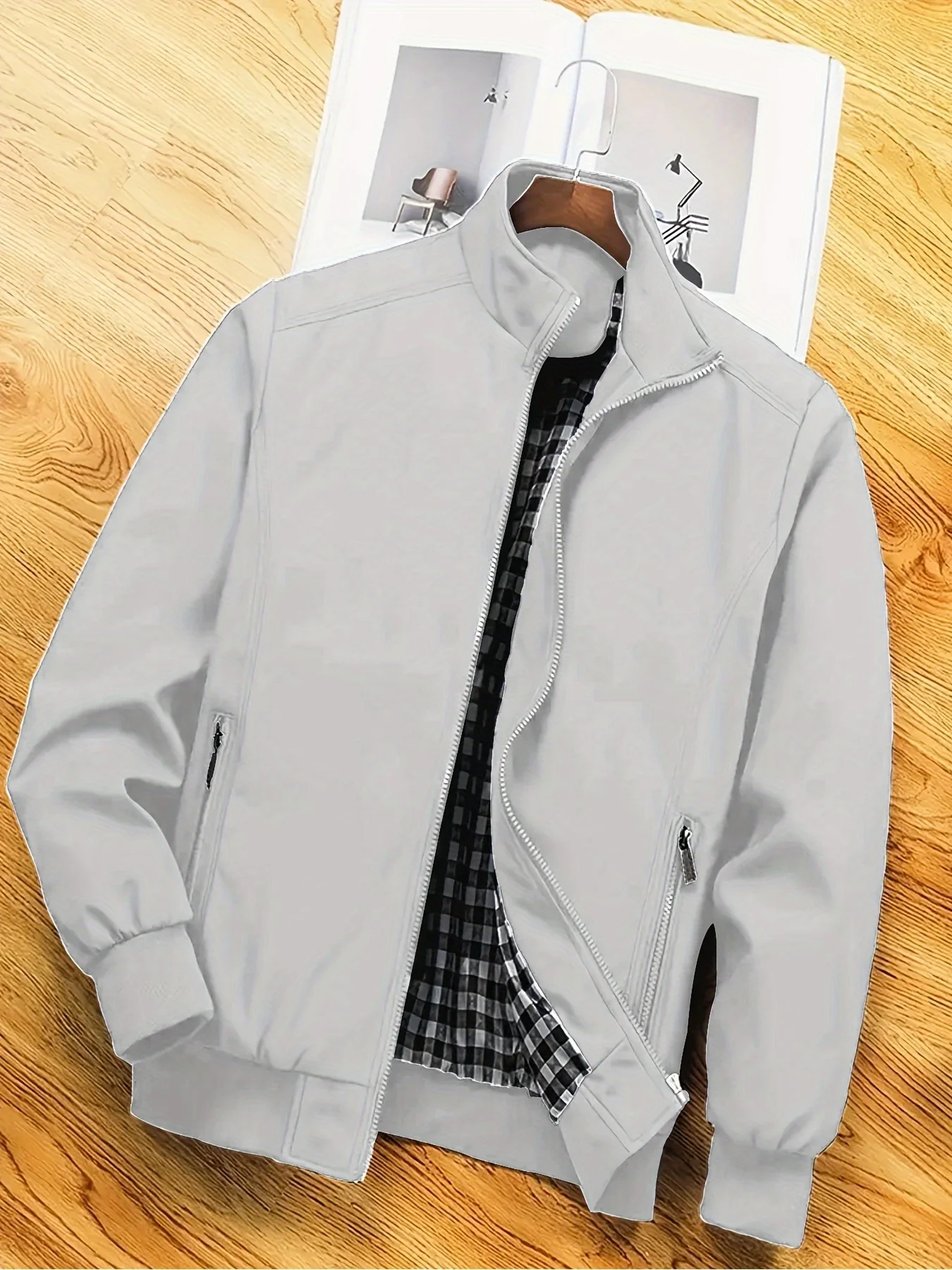 남성용 플러스 사이즈 재킷, 캐주얼 플러스 사이즈 코트, 스탠드 칼라 디자인의 얇은 봄, 가을 재킷, 스포츠, 걷기, 사무실, 쇼핑, 비즈니스 캐주얼에 적합 남성용 플러스 사이즈 재킷