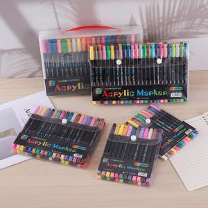 전문 미술용 24-120색 아크릴 페인트 마커, 듀얼 팁(얇은 끝과 브러시 팁), 돌, 나무, 캘리그래피에 적합