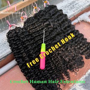 미리 분리된 깃털 크로셰 인모 헤어 익스텐션, 보이지 않는 크로셰 브레이딩, 100g/팩, 워터 딥 컬리 번들