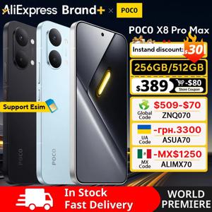 【월드 프리미어】글로벌 버전 POCO X8 Pro Max 8500mAh 6.83인치 1.5K 120Hz 초고휘도 AMOLED 디스플레이 스마트폰 디멘시티 9500s