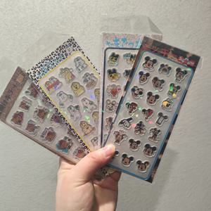 1-4개 3D 홀로그램 레이저 아크릴 스티커 헬로 KT 미키 물방울 모양 DIY 저널 데코레이션