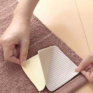 4개의 탈부착 가능한 러그 스티커 카펫 테이프, 나무 바닥, 주방, 욕실, 복도용, 미끄럼 방지 러그 패드, 러그를 단단히 고정합니다.