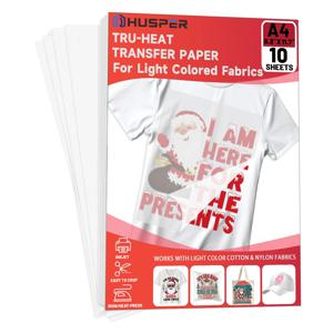 10장 A4 사이즈 아이론 온 전사지 밝은 색상 티셔츠용 8.3x11.7인치 잉크젯 프린터용 열전사지, 사용하기 쉬운 프린터