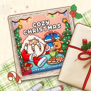 편안한 크리스마스 색칠책: 완벽한 선물과 마음을 달래주는 즐거움! 이상적인 부모-자녀 관계/몰입감 넘치는 색상. 크리스마스 및 휴일용