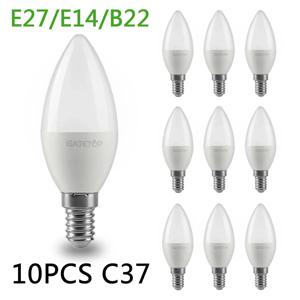 10개 C37 베이스 E27 E14 B22 LED 전구 220V 촛불 전구 에너지 절약 램프 3W 5W 6W 7W LED 샹들리에 조명 가정 장식용