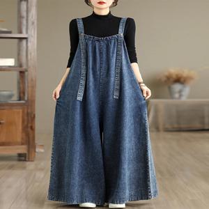 봄 여름 가을 신상 롱 원피스 팬츠 여성용 긴 청바지 오버올 플러스 사이즈 와이드 레그 스트레이트 컷 트라우저