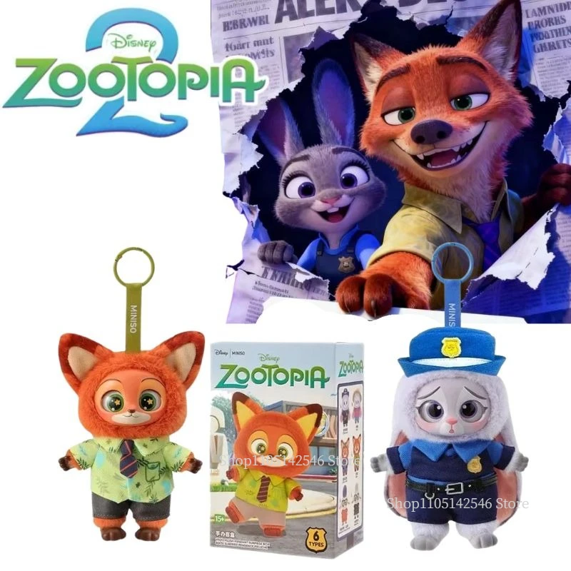 디즈니 주토피아 2 블라인드 박스 닉 주디 비닐 인형 트렌디 서프라이즈 장난감 귀여운 백팩 펜던트 어린이 생일 선물 서프라이즈