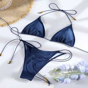 섹시한 삼각형 미니 비키니 세트 마이크로 끈 수영복 여성 수영복 Biquini Bandage Beachwear 프린트 수영복 끈 팬티 비키니