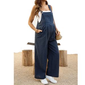 임부복 오버올 봄/여름 캐주얼 체크무늬 점프수트 루즈핏 임부복 오버올