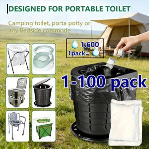 1-100팩 똥 가루 똥 젤 캠핑 화장실 화학물질 친환경 흡수 젤 액체 폐기물 젤화 탈취 파우더 여행용