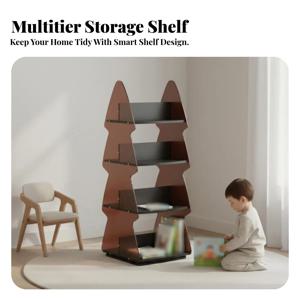 다층형 선반 다층형 공간 절약형 에버그린 트리 디자인 모양의 책꽂이 다기능 접근 가능 디자인