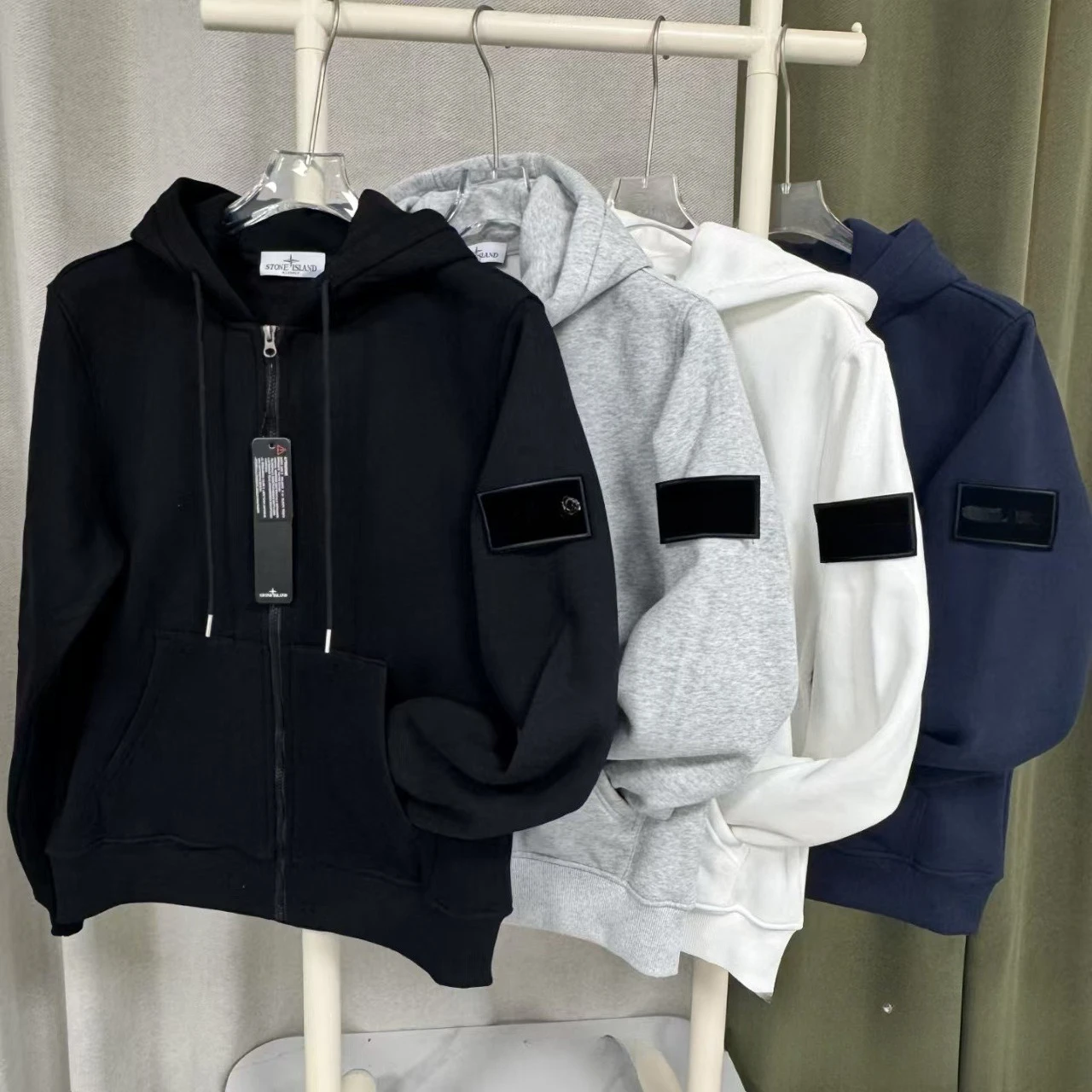 가을 겨울 단색 지퍼 후드티 커플용 멀티 컬러 후드 후드 재킷