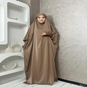 투톤 중동 여성 무슬림 로브 말레이 인도네시아 드레스 (헤드스카프 포함)