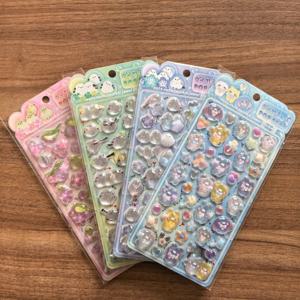 4개/세트 반짝이는 크리스탈 장식 스티커 귀여운 동물 꽃 장식 다이어리 DIY 휴대폰 케이스 레코딩유어라이프 스토어