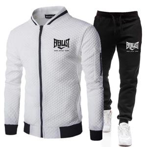 EVERLAST BOXING 봄/가을 남성 패션 스트리트 스타일 스탠드업 칼라 세트 재킷, 아웃도어 캐주얼 포켓 지퍼 남성 야구 세트