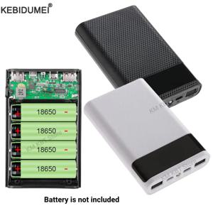 듀얼 USB 출력 휴대용 충전기 박스 4x18650 배터리 보조 배터리 케이스 리튬 이온 배터리용 용접 없이 사용 가능 휴대폰 충전 야외 가정용