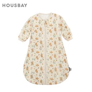 아기 0-24개월용 수면 조끼, 부드러운 면 거즈 통기성 3방향 지퍼 강아지 아기 수면 조끼 (탈부착 가능한 소매 포함)