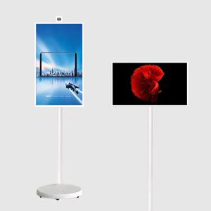 이동 및 회전 가능한 32인치 LED 화이트 스마트 TV (인터랙티브 스크린, 안드로이드 시스템, 내장 스피커 탑재)