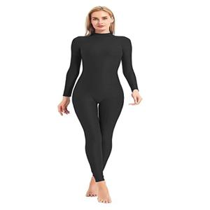 Speerise 성인 하이넥 지퍼 원피스 유니타드, 전신 레오타드, 긴 소매, 요가 유니타드, 여성 캣수트