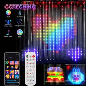LED 스마트 커튼 조명 새해 장식 앱 RGB 요정 조명 DIY 음악 변경 디스플레이 창문 크리스마스 방 장식