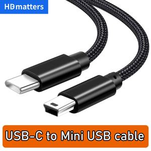 USB C - 미니 USB 케이블 편조 USB-C - 미니 USB 5핀 OTG 충전 GPS, Mp4/3, 카메라, 대시 캠, C - 미니 B용 동기화 데이터 케이블