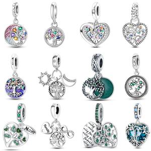 원래 925 스털링 실버 생명의 나무 소원 나무 매력 펜던트 맞는 925 팔찌 목걸이 DIY 생일 쥬얼리 선물