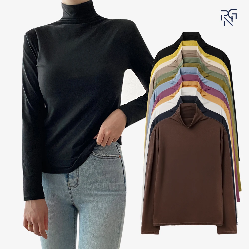 파라고나 여성 봄가을 소프트 반폴라 스판 긴팔 티셔츠 12color